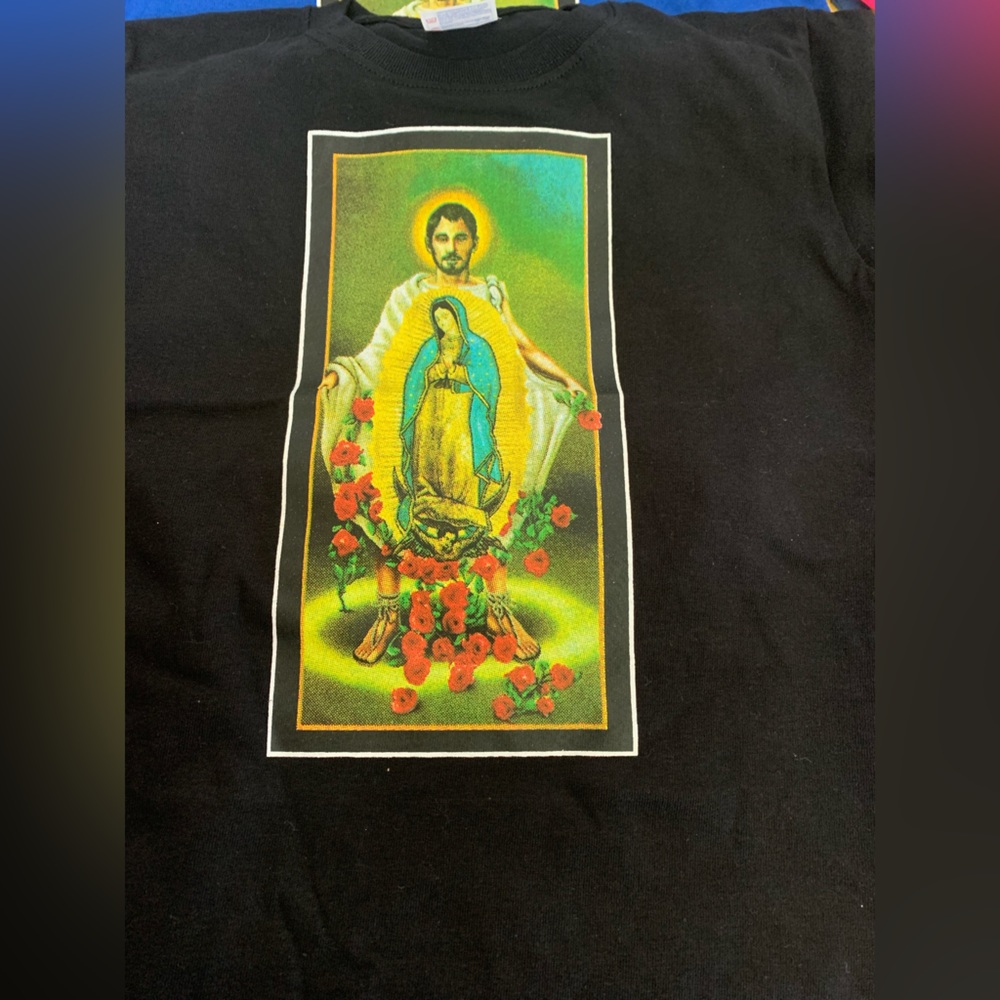New hand stamped our Virgin Mary for kids shirt virgen de Guadalupe para niños